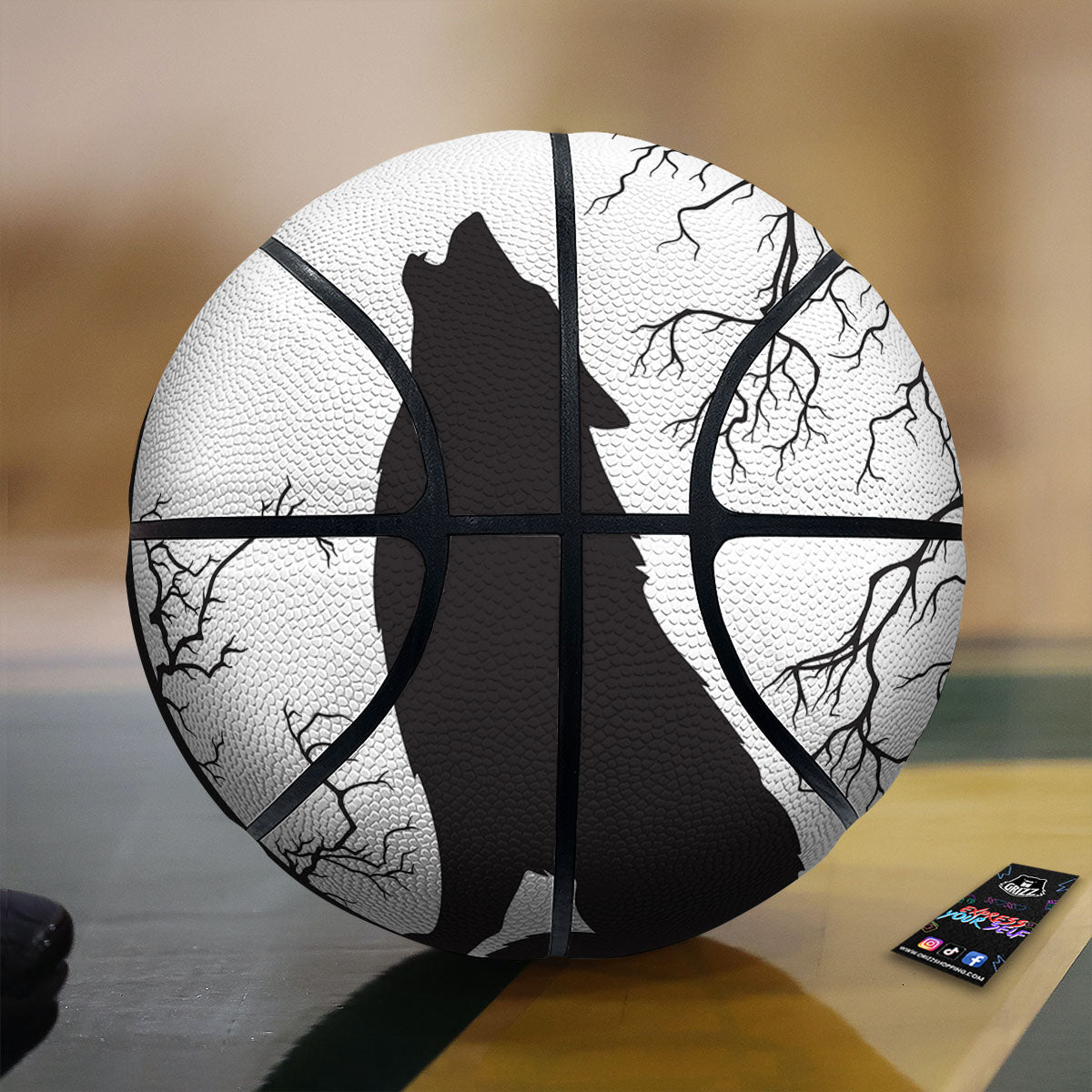 Wolf Spirit And Moon Print Basketball