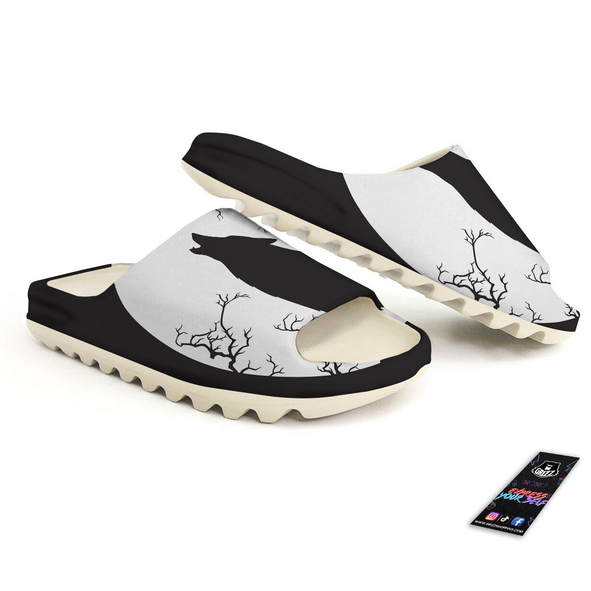 Wolf Spirit And Moon Print Sandals-grizzshop