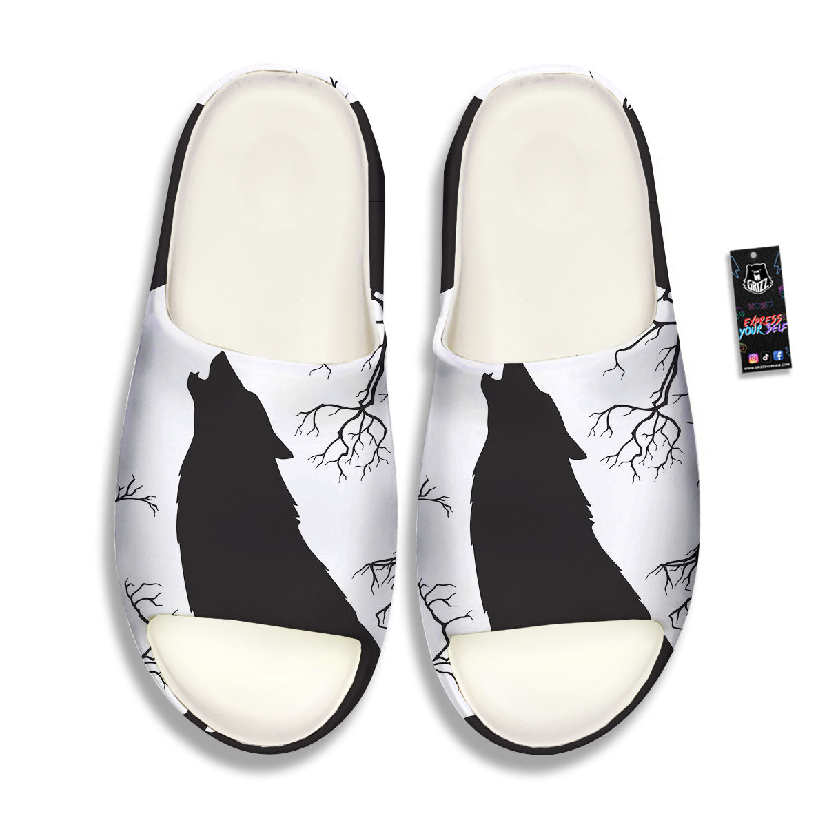 Wolf Spirit And Moon Print Sandals-grizzshop