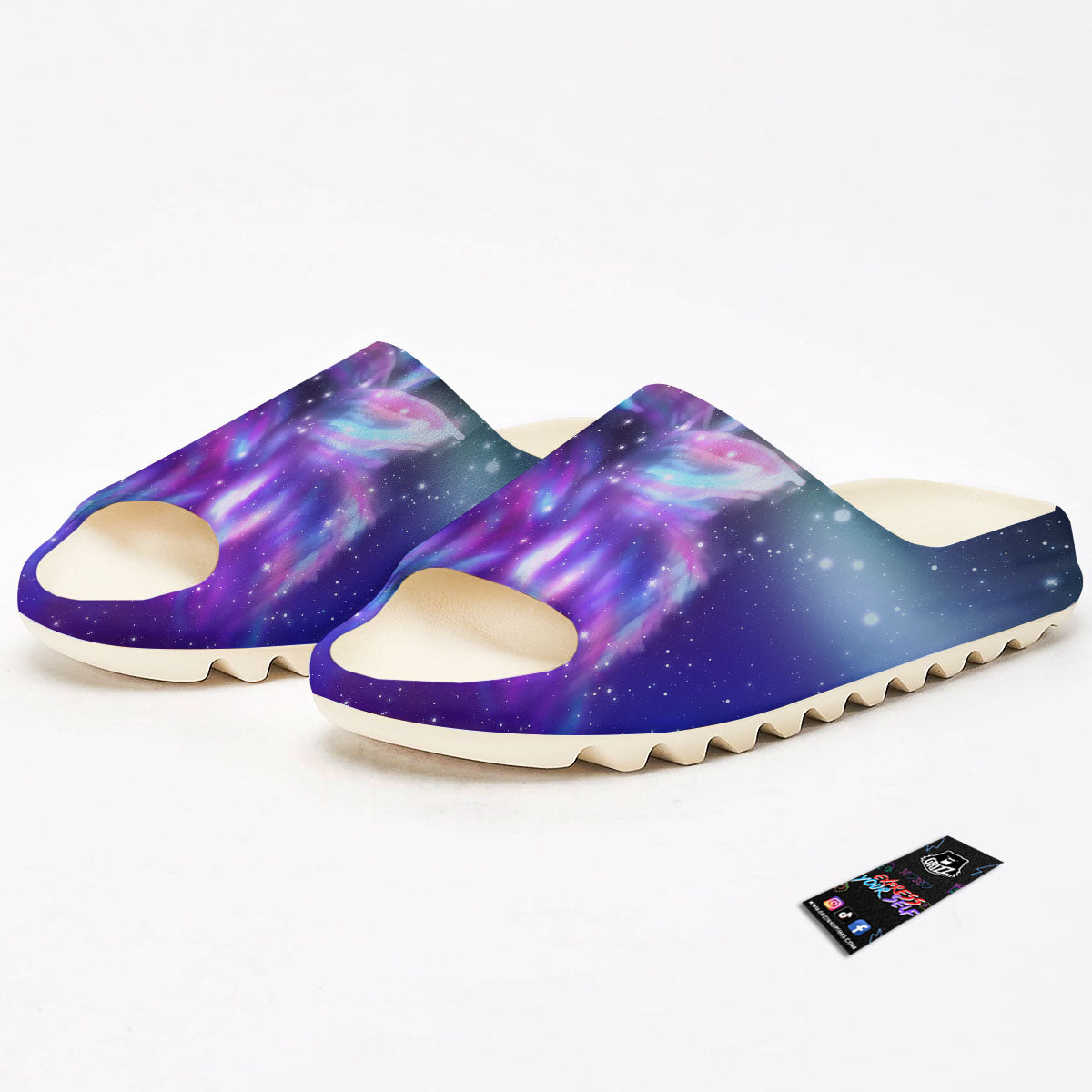 Wolf Spirit Aurora Howling Print Sandals-grizzshop