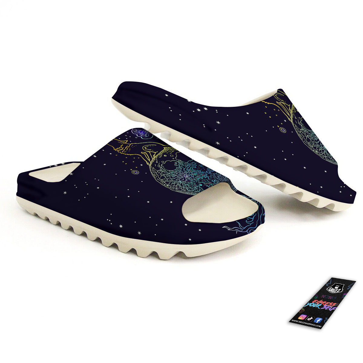 Wolf Spirit Galaxy Howling Print Sandals-grizzshop