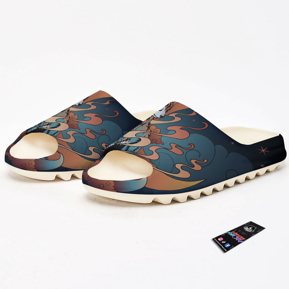 Wolf Spirit Night Forest Print Sandals-grizzshop