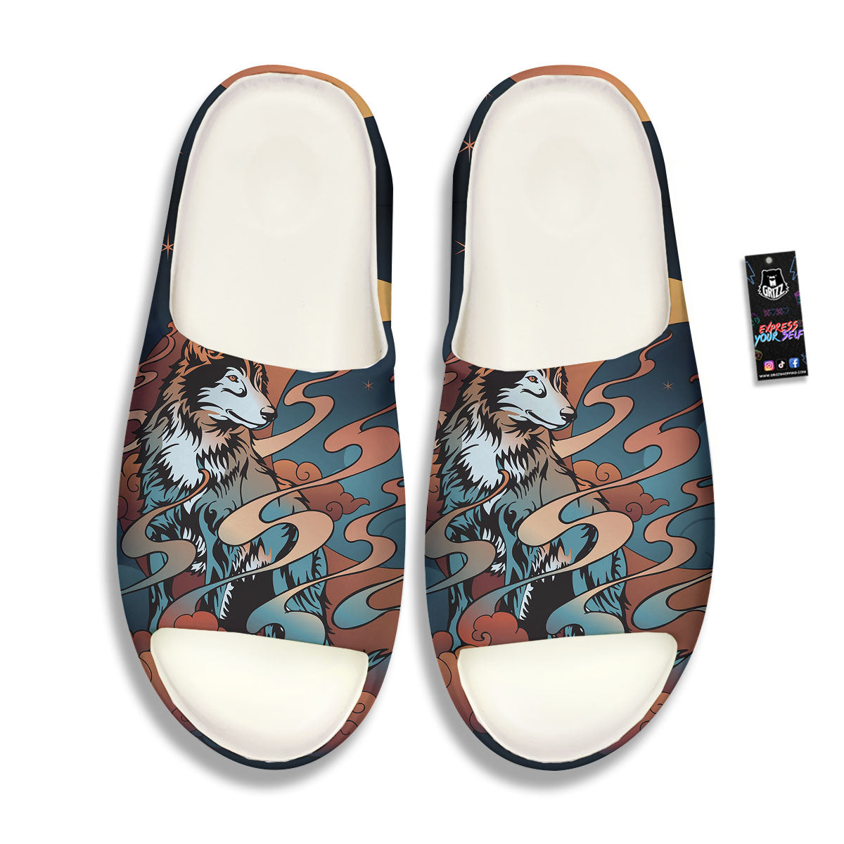 Wolf Spirit Night Forest Print Sandals-grizzshop