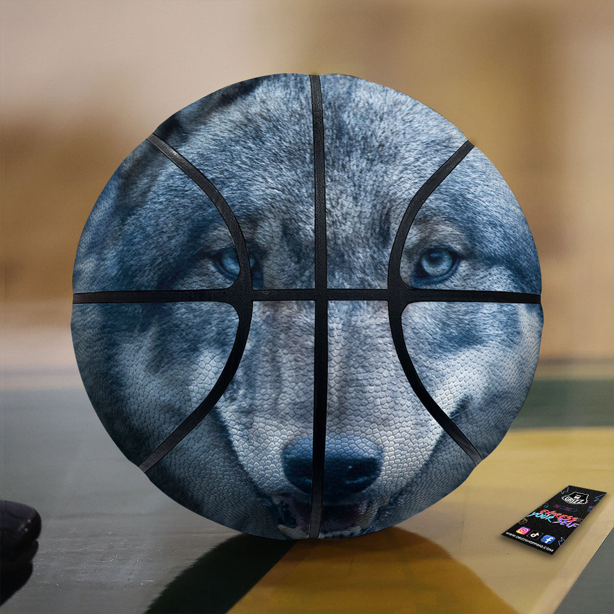 Wolf White And Navy Print Basketball