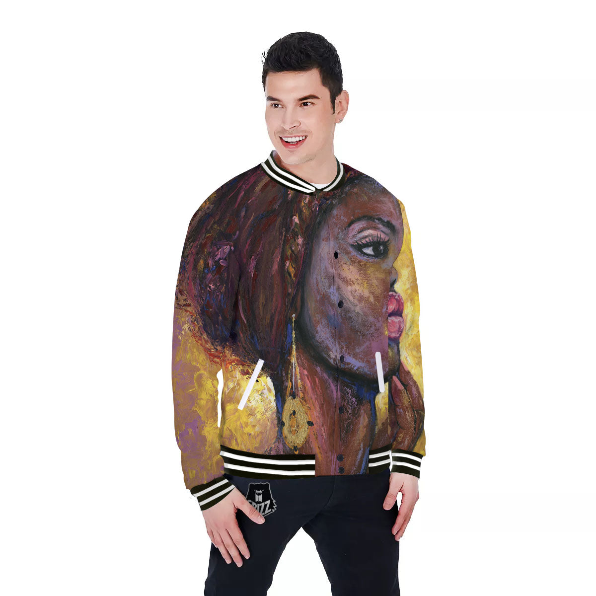 Woman African Print Baseball Jacket-grizzshop