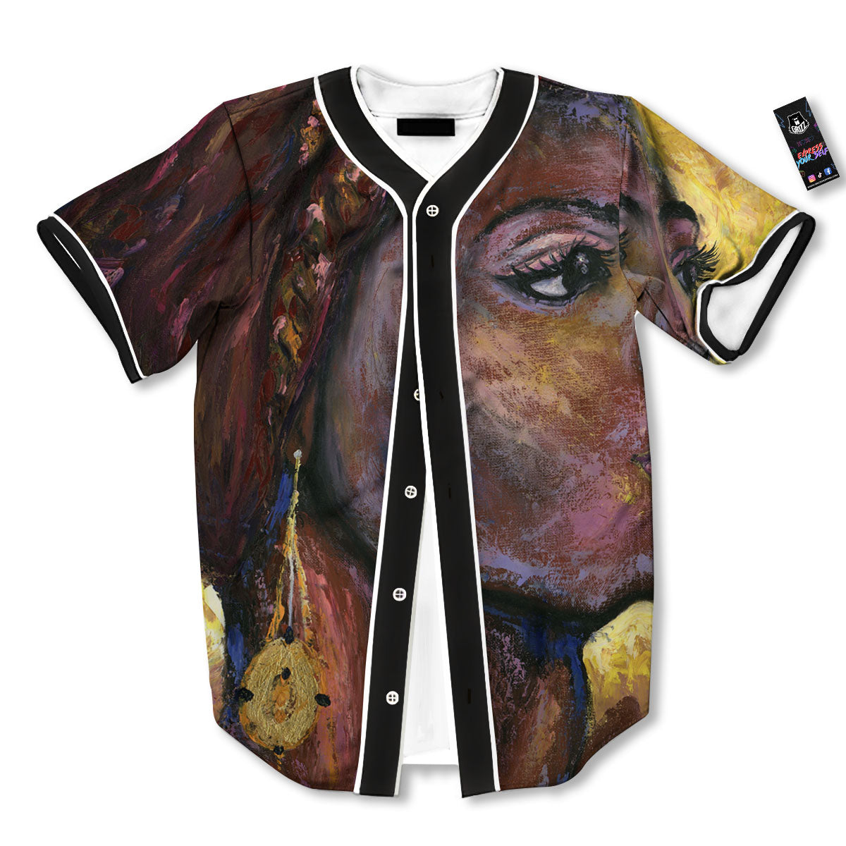 Woman African Print Baseball Jersey-grizzshop