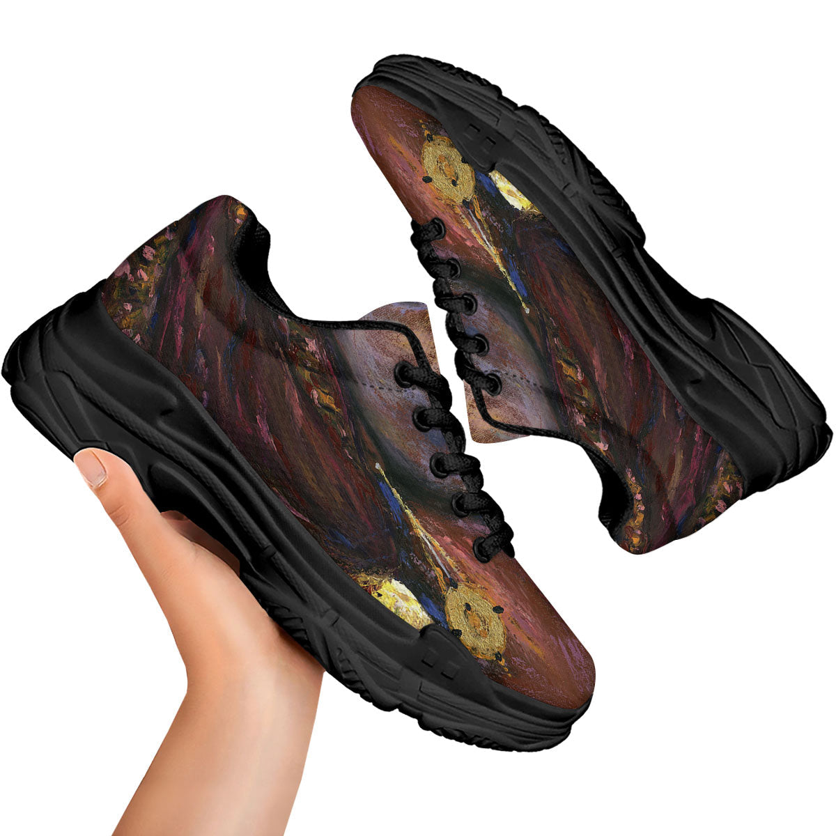 Woman African Print Black Chunky Shoes-grizzshop