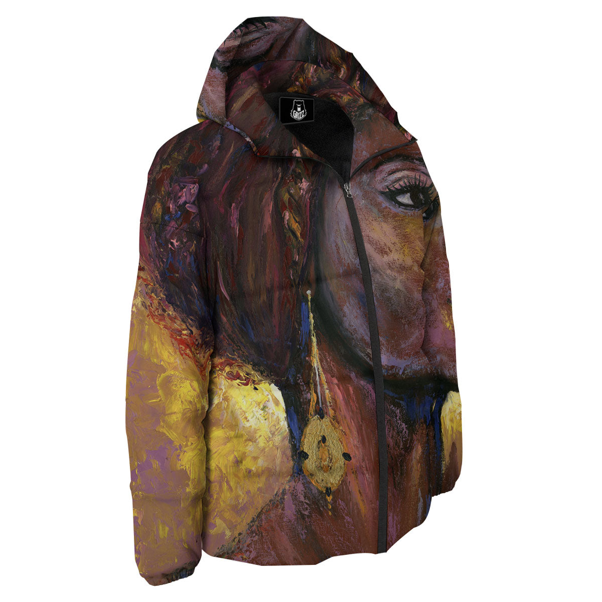 Woman African Print Down Jacket-grizzshop