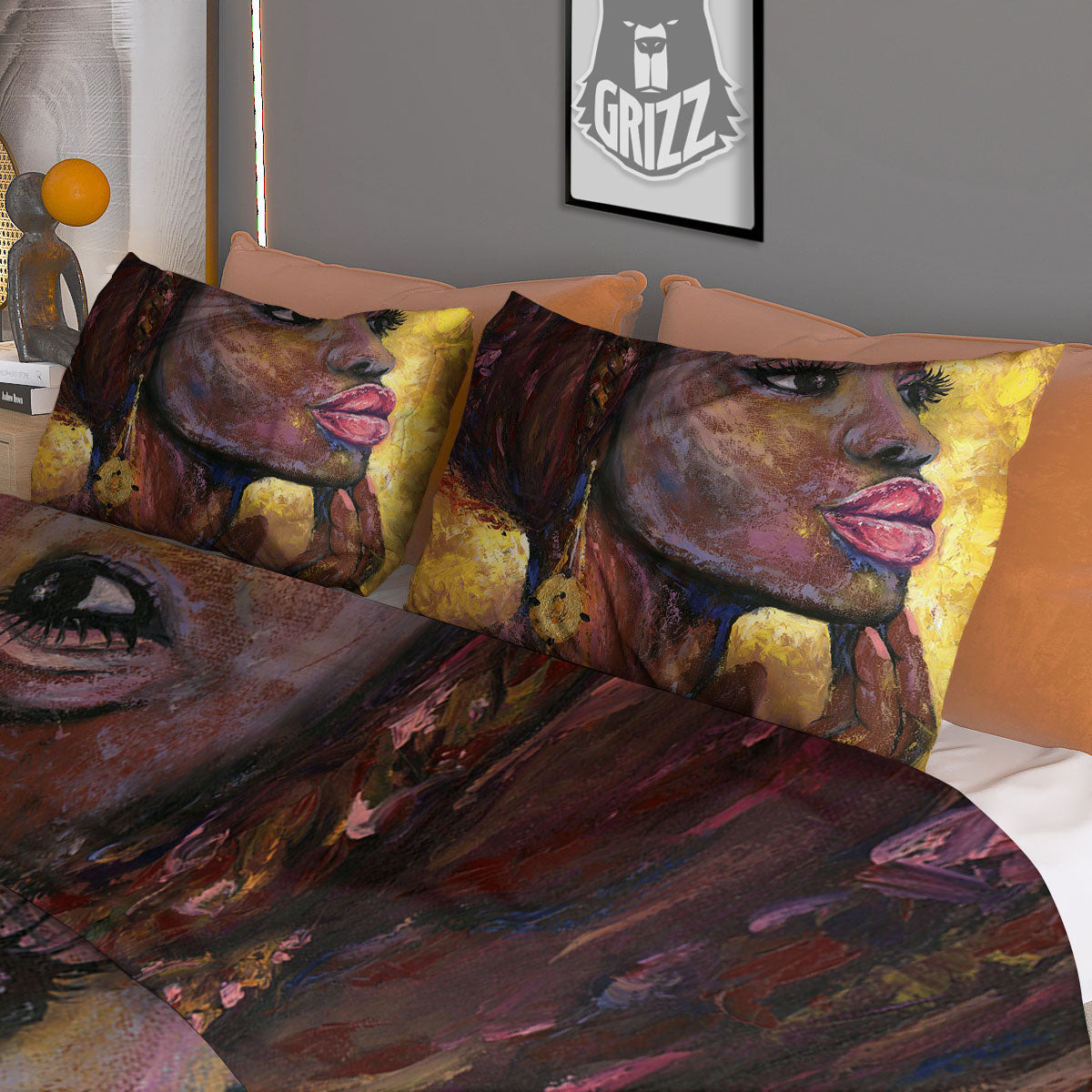 Woman African Print Duvet Cover Bedding Set
