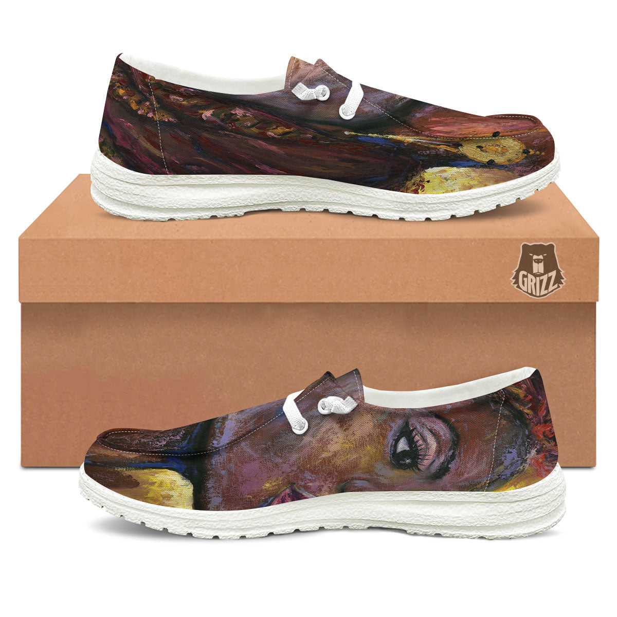 Woman African Print White Loafers-grizzshop