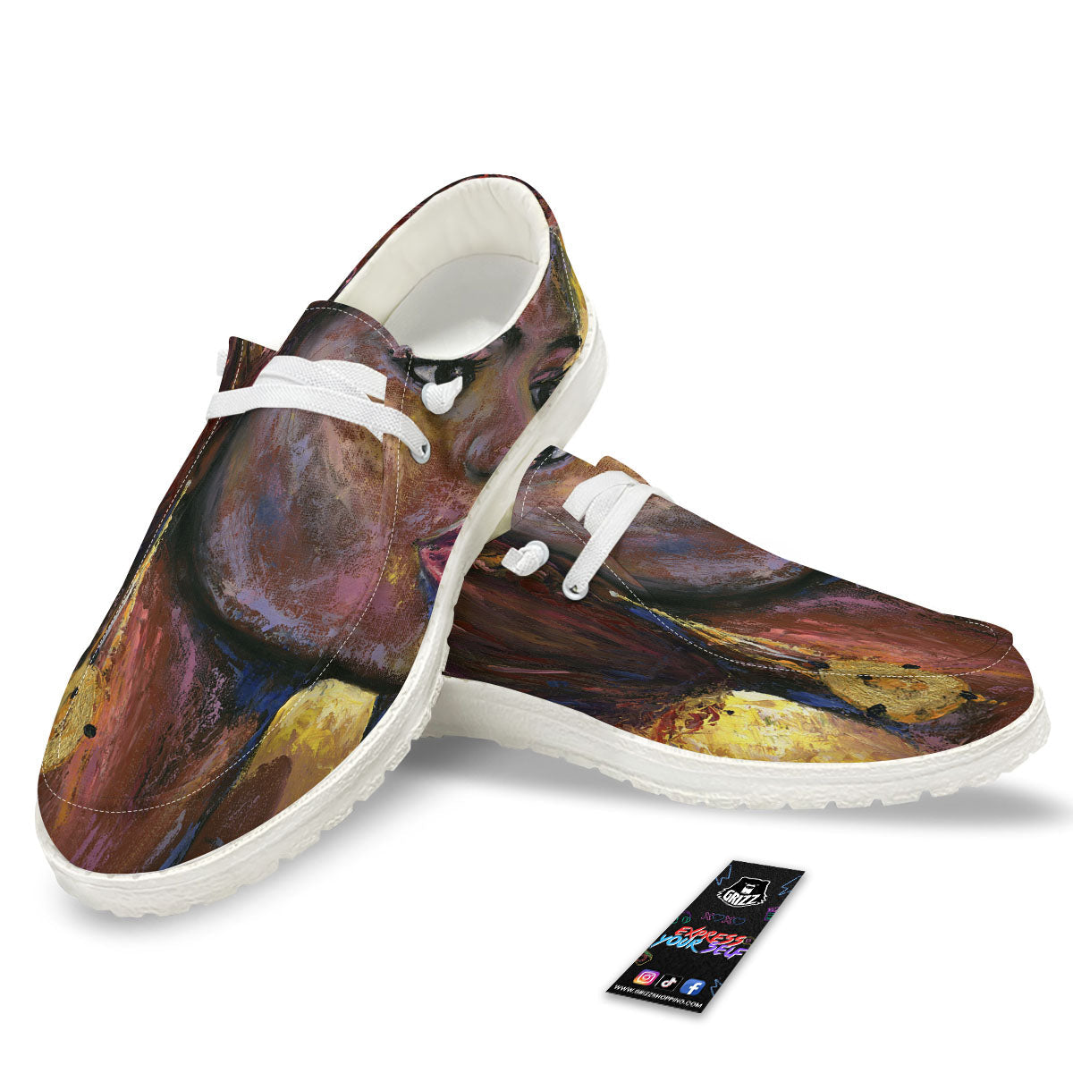 Woman African Print White Loafers-grizzshop