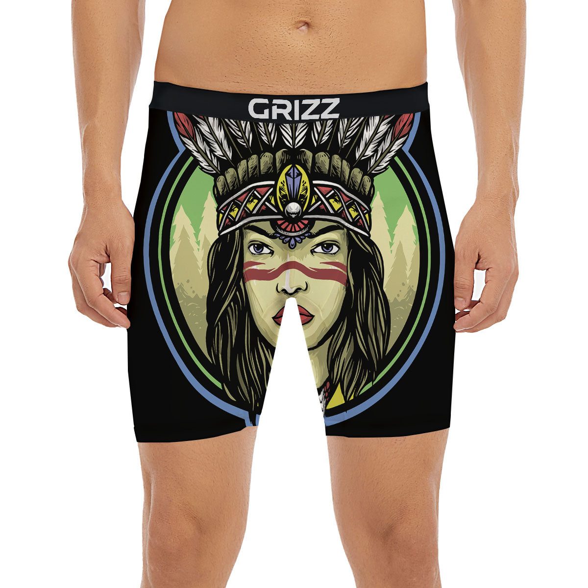 Woman Portrait Native Indian Print Boxer Briefs-grizzshop