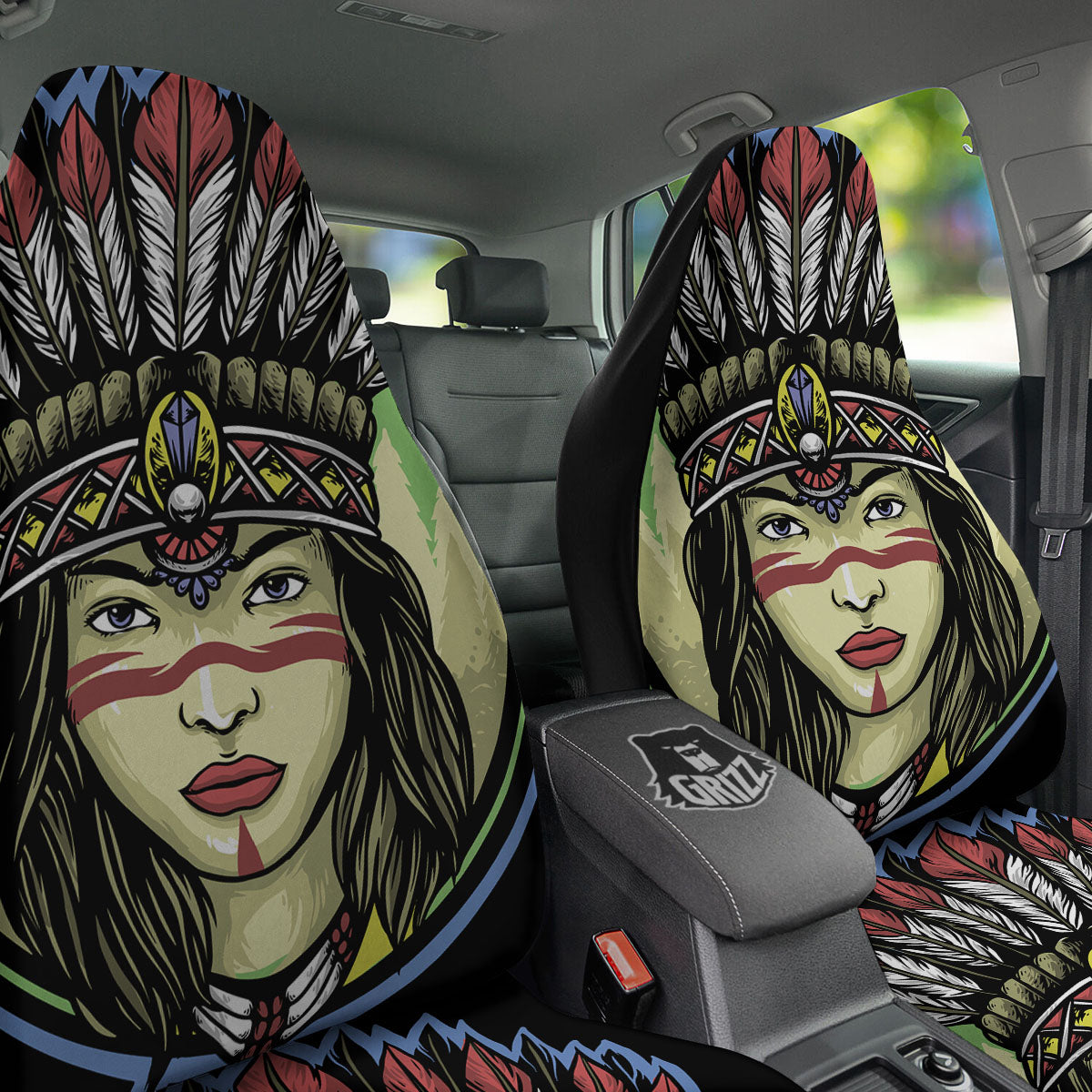 Woman Portrait Native Indian Print Car Seat Covers-grizzshop