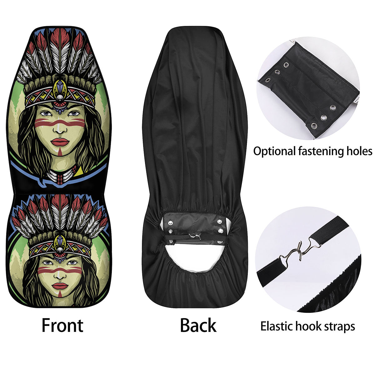Woman Portrait Native Indian Print Car Seat Covers-grizzshop