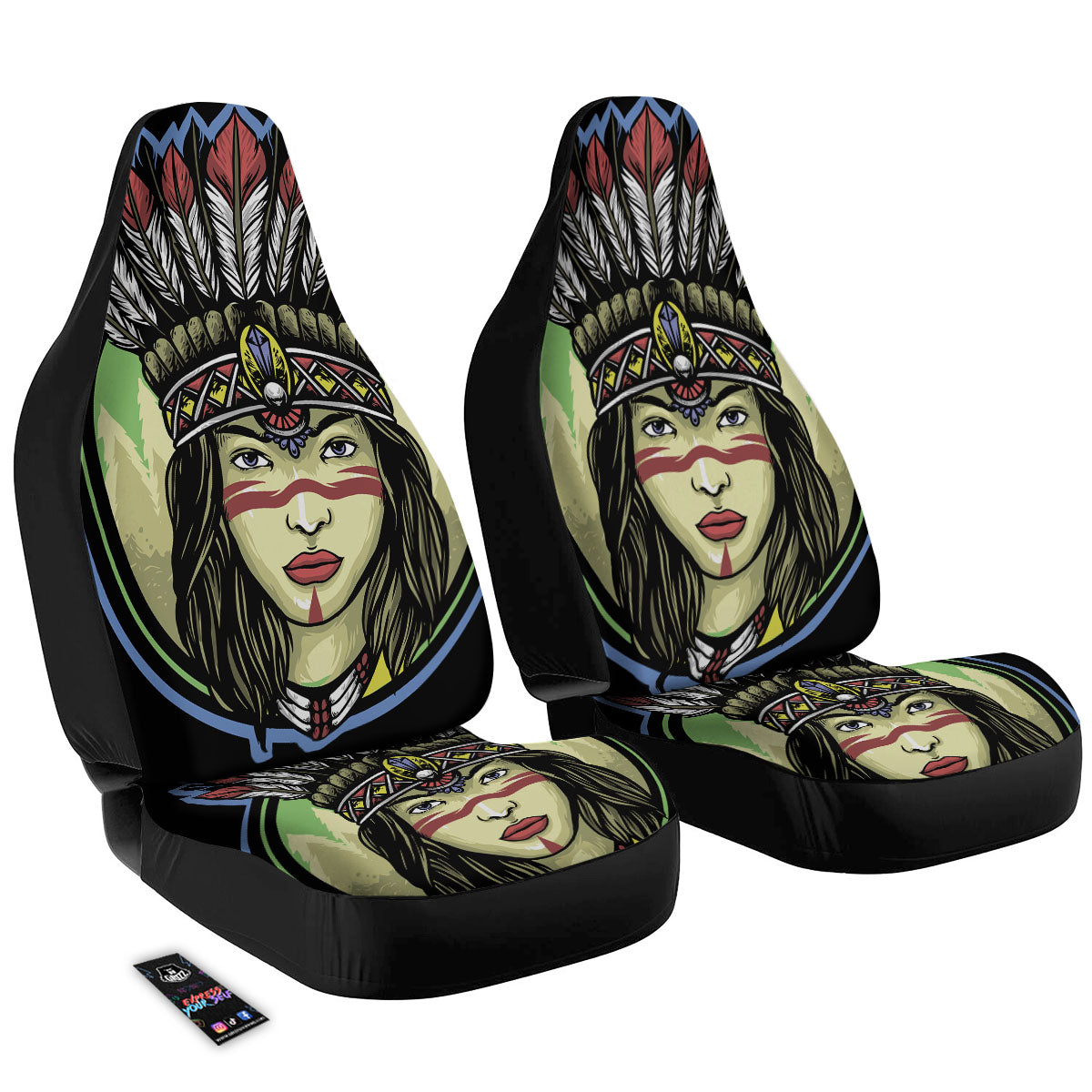 Woman Portrait Native Indian Print Car Seat Covers-grizzshop