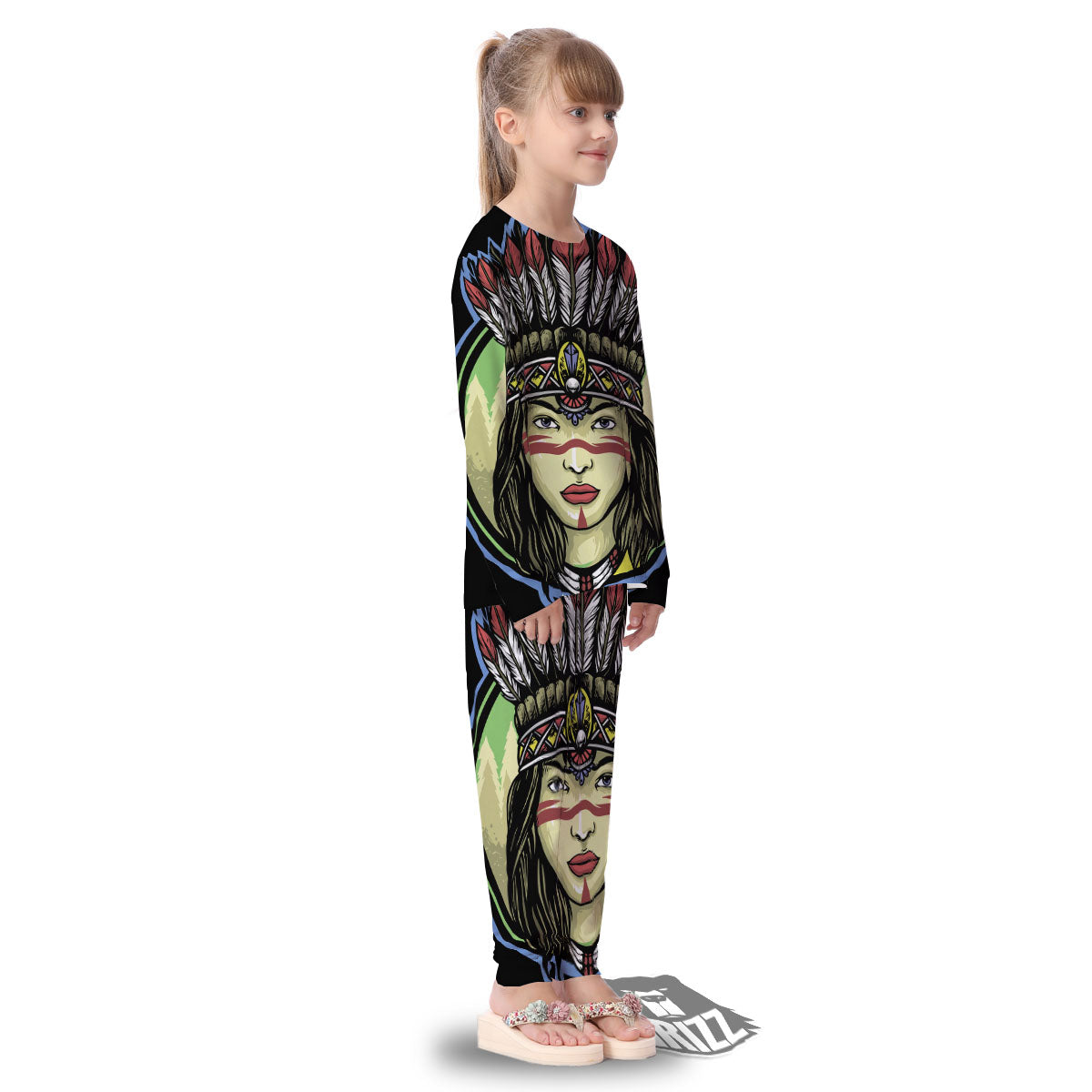 Woman Portrait Native Indian Print Kid's Pajamas-grizzshop