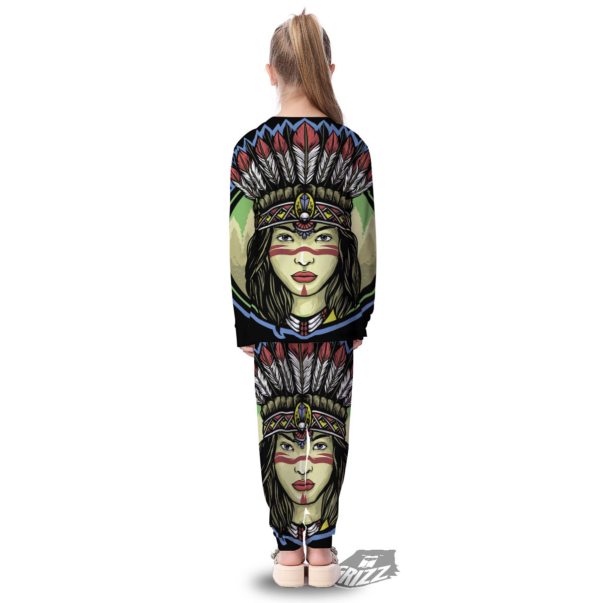 Woman Portrait Native Indian Print Kid's Pajamas-grizzshop