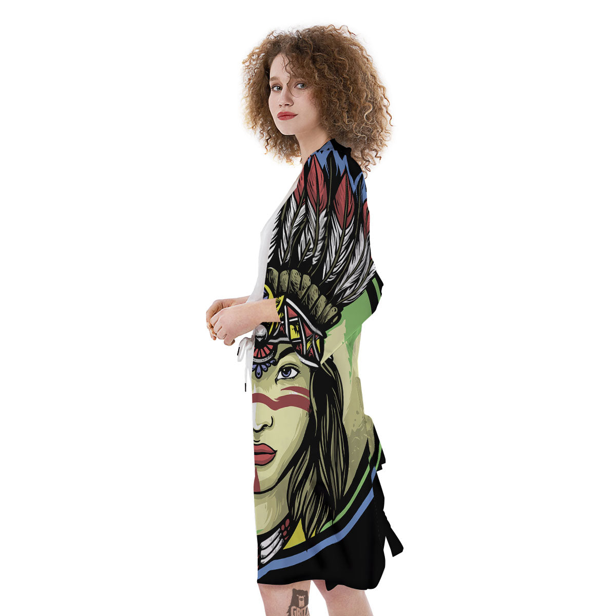 Woman Portrait Native Indian Print Kimono-grizzshop