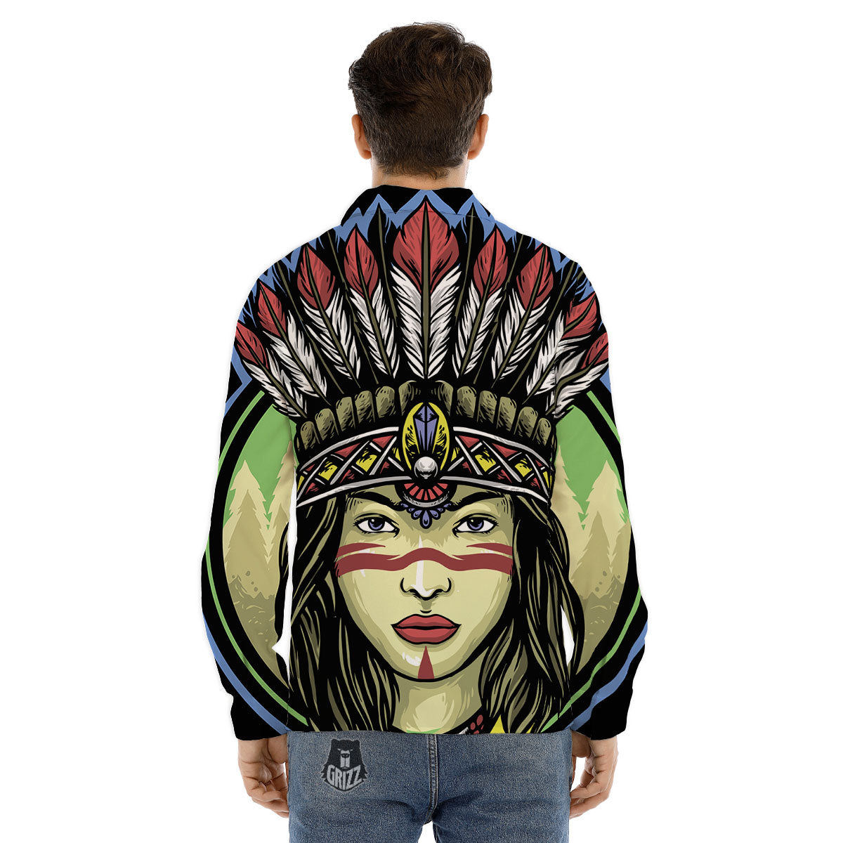 Woman Portrait Native Indian Print Men's Dress Shirts-grizzshop