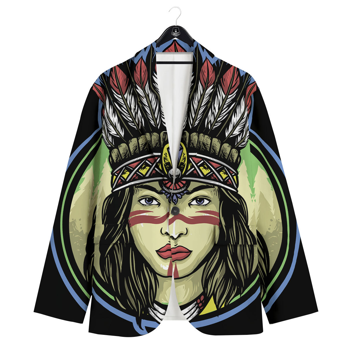 Woman Portrait Native Indian Print Men's Sport Coat-grizzshop