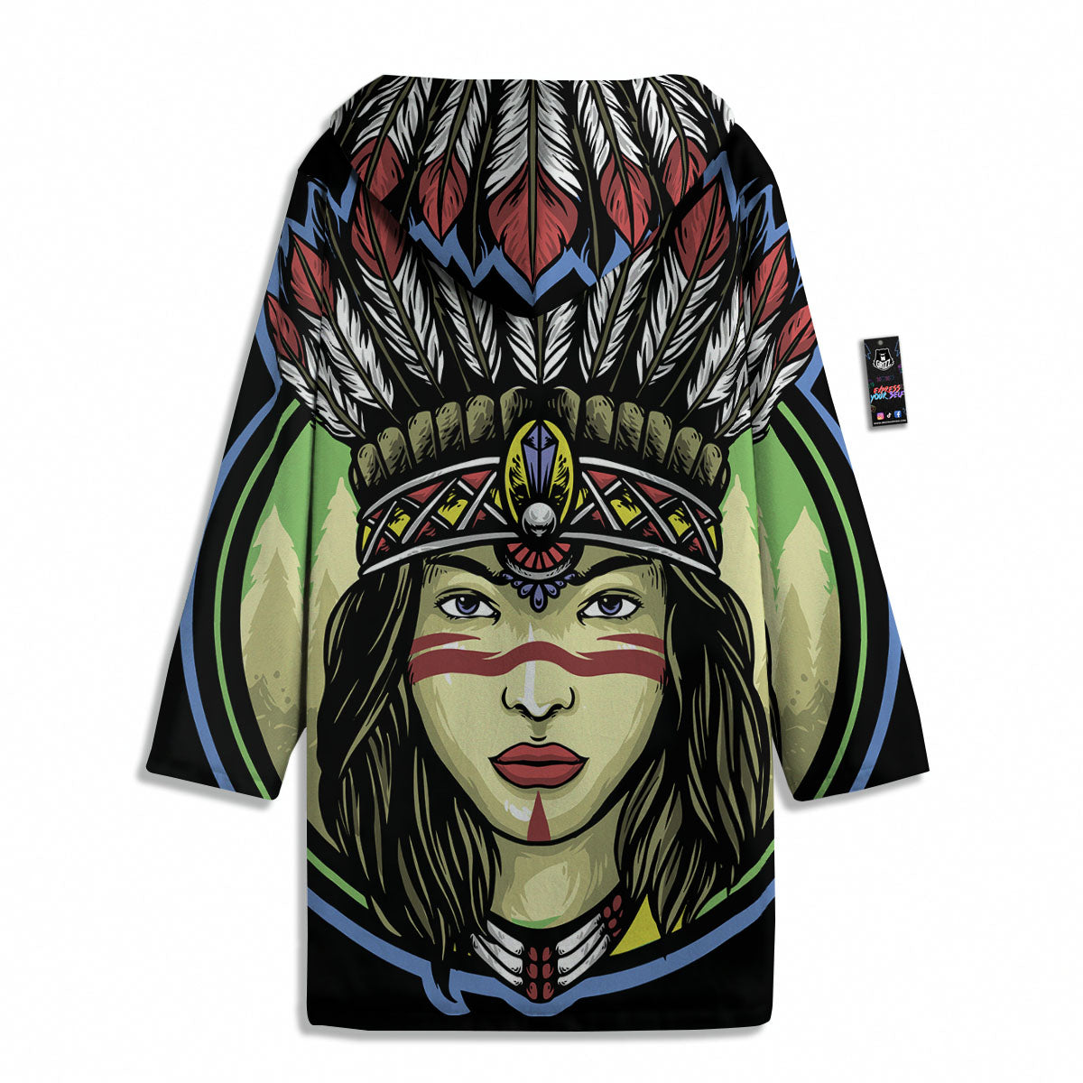 Woman Portrait Native Indian Print Men's Windbreaker Jacket-grizzshop