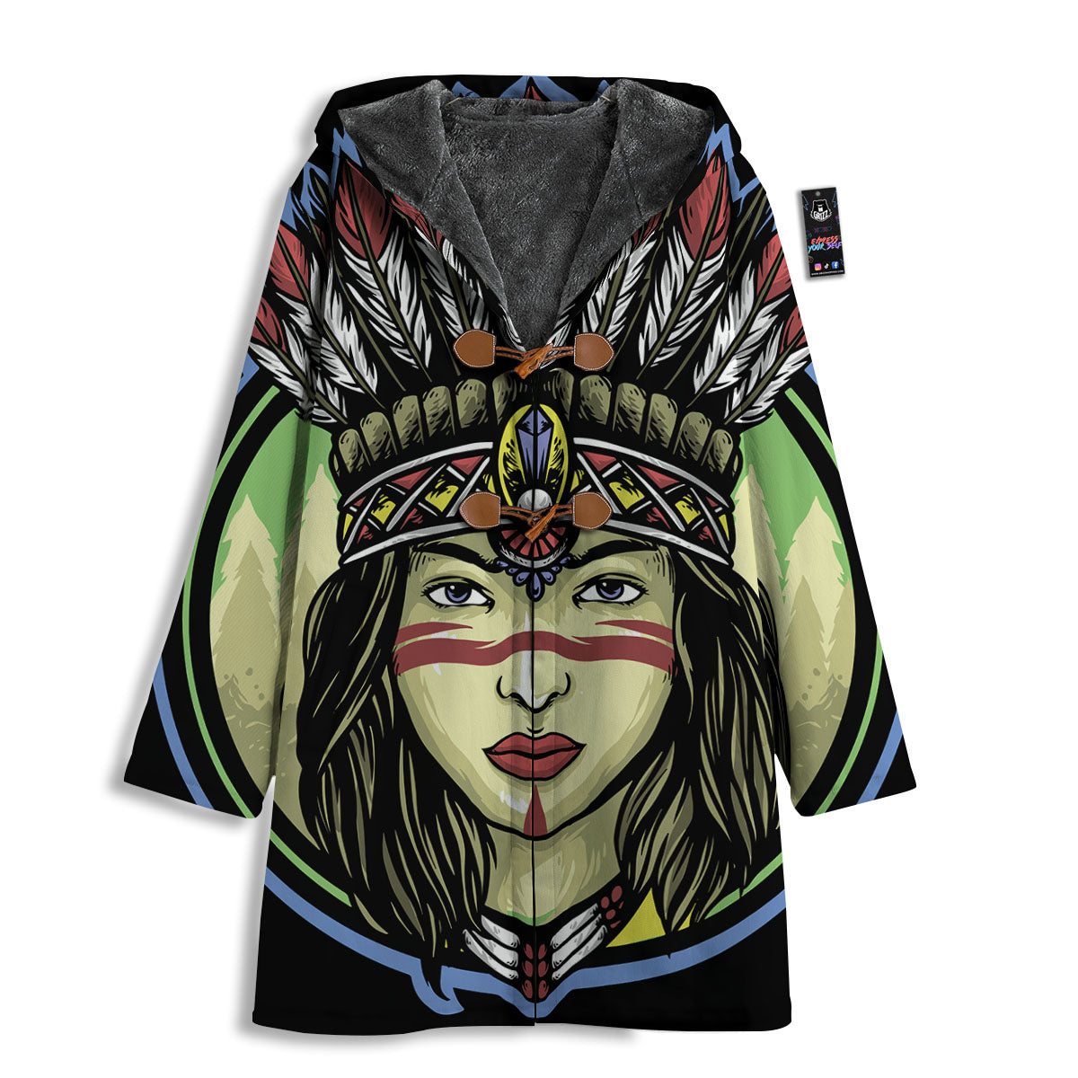 Woman Portrait Native Indian Print Men's Windbreaker Jacket-grizzshop