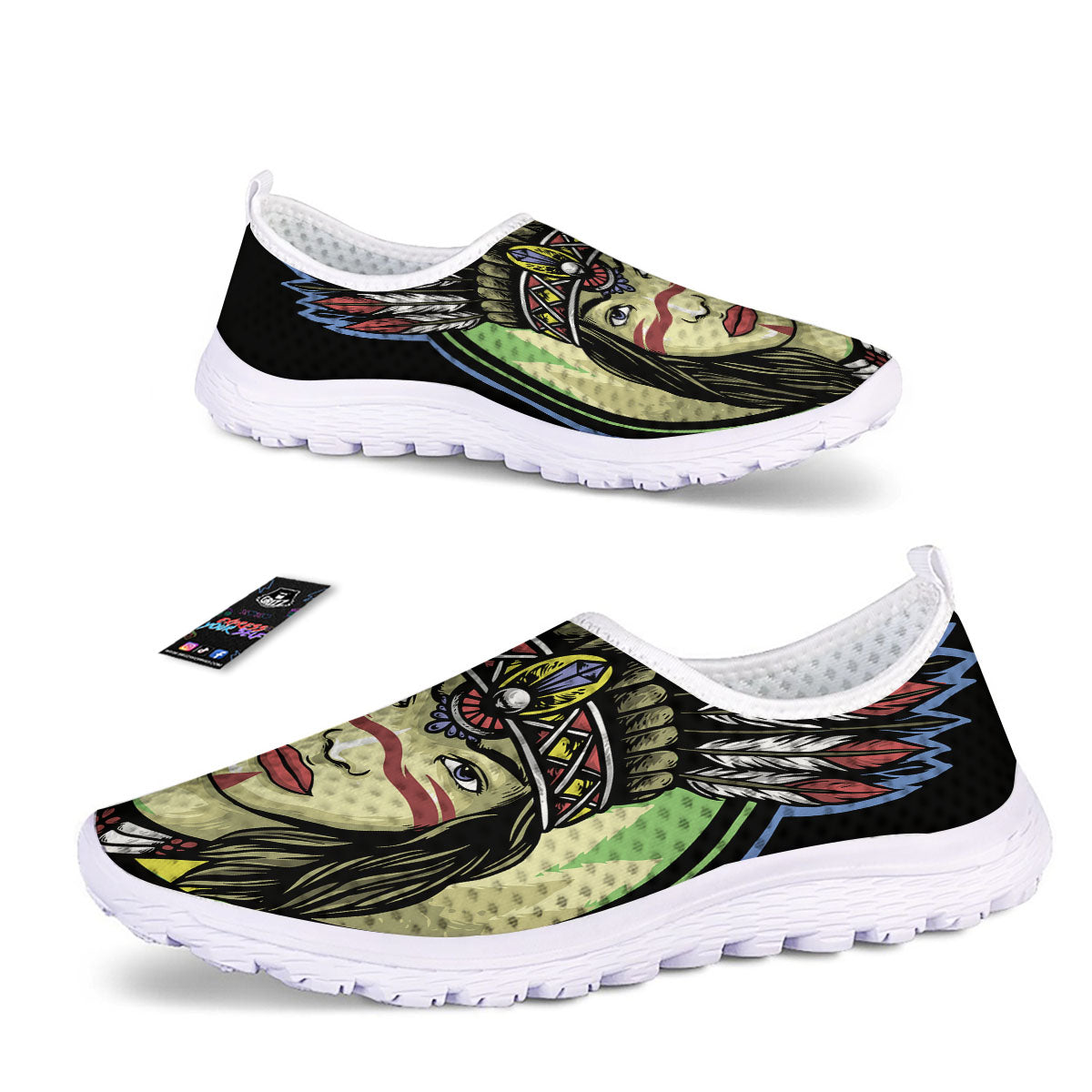 Woman Portrait Native Indian Print Nurse Shoes-grizzshop