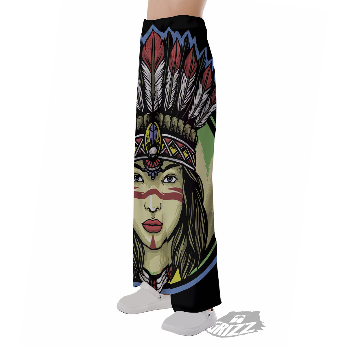 Woman Portrait Native Indian Print Pajama Pants-grizzshop
