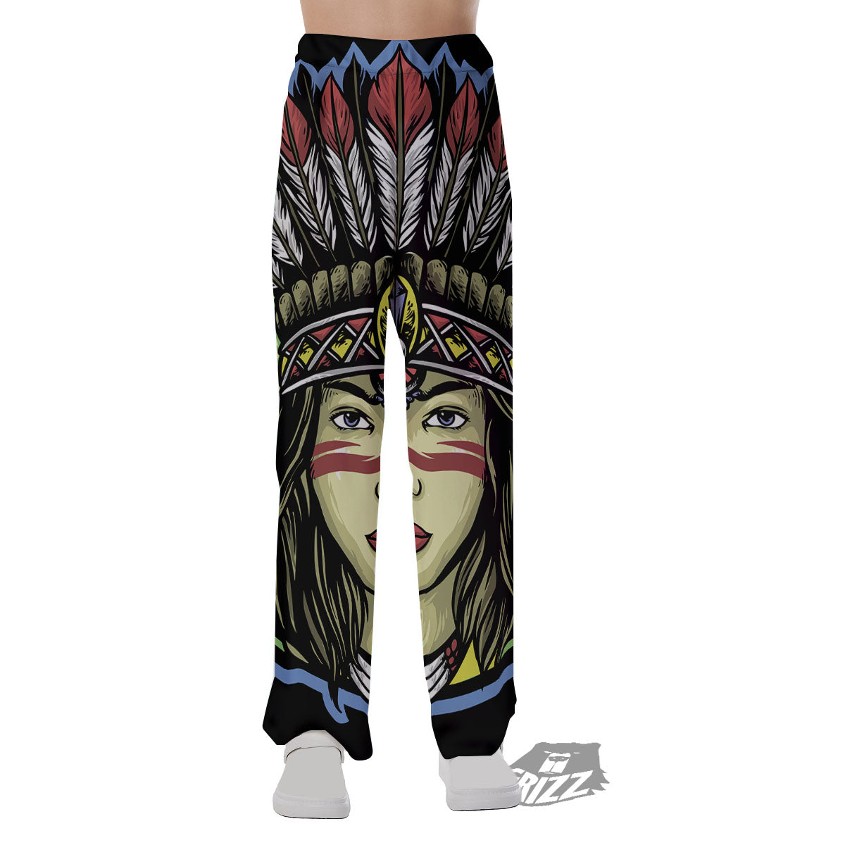 Woman Portrait Native Indian Print Pajama Pants-grizzshop