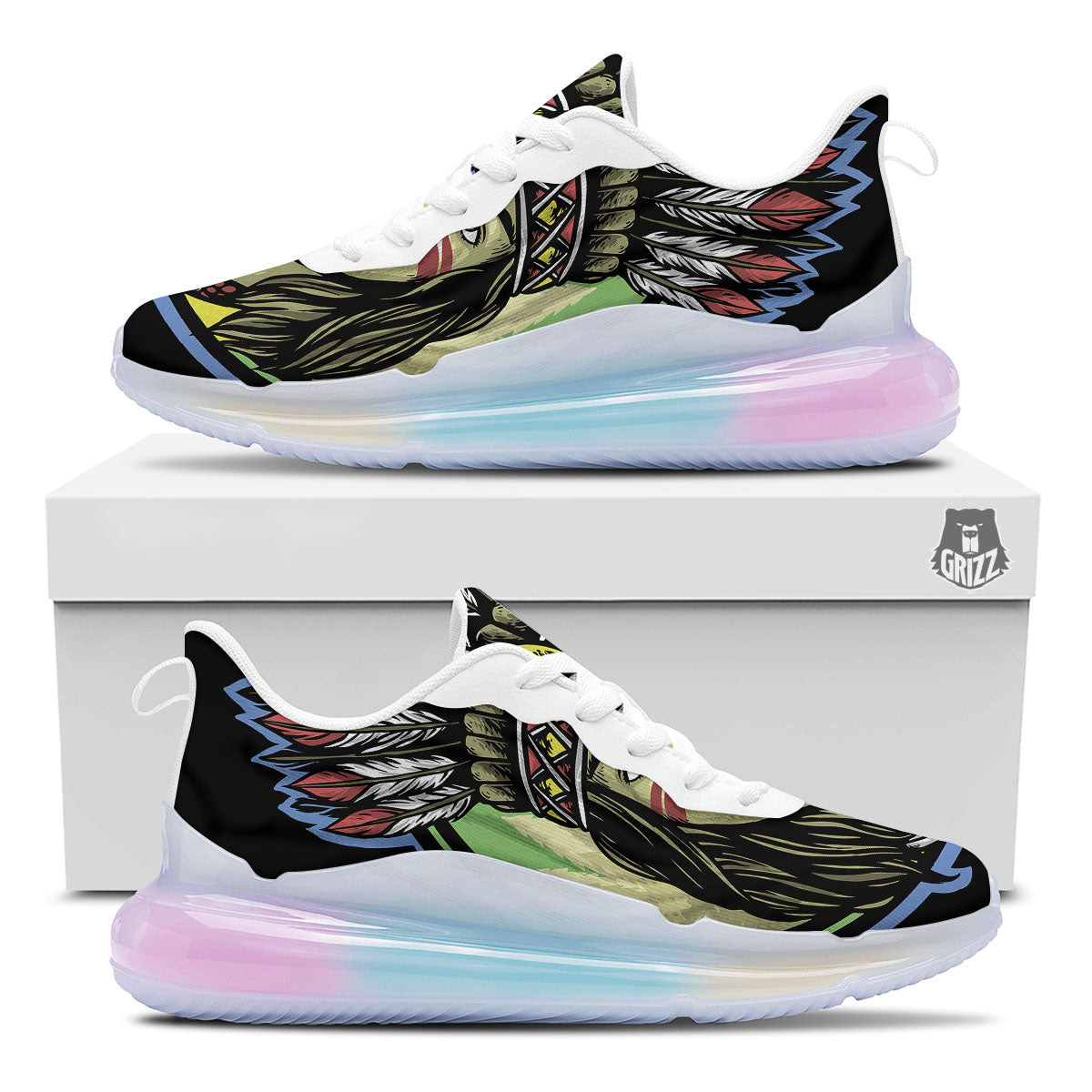 Woman Portrait Native Indian Print Running Sneakers-grizzshop