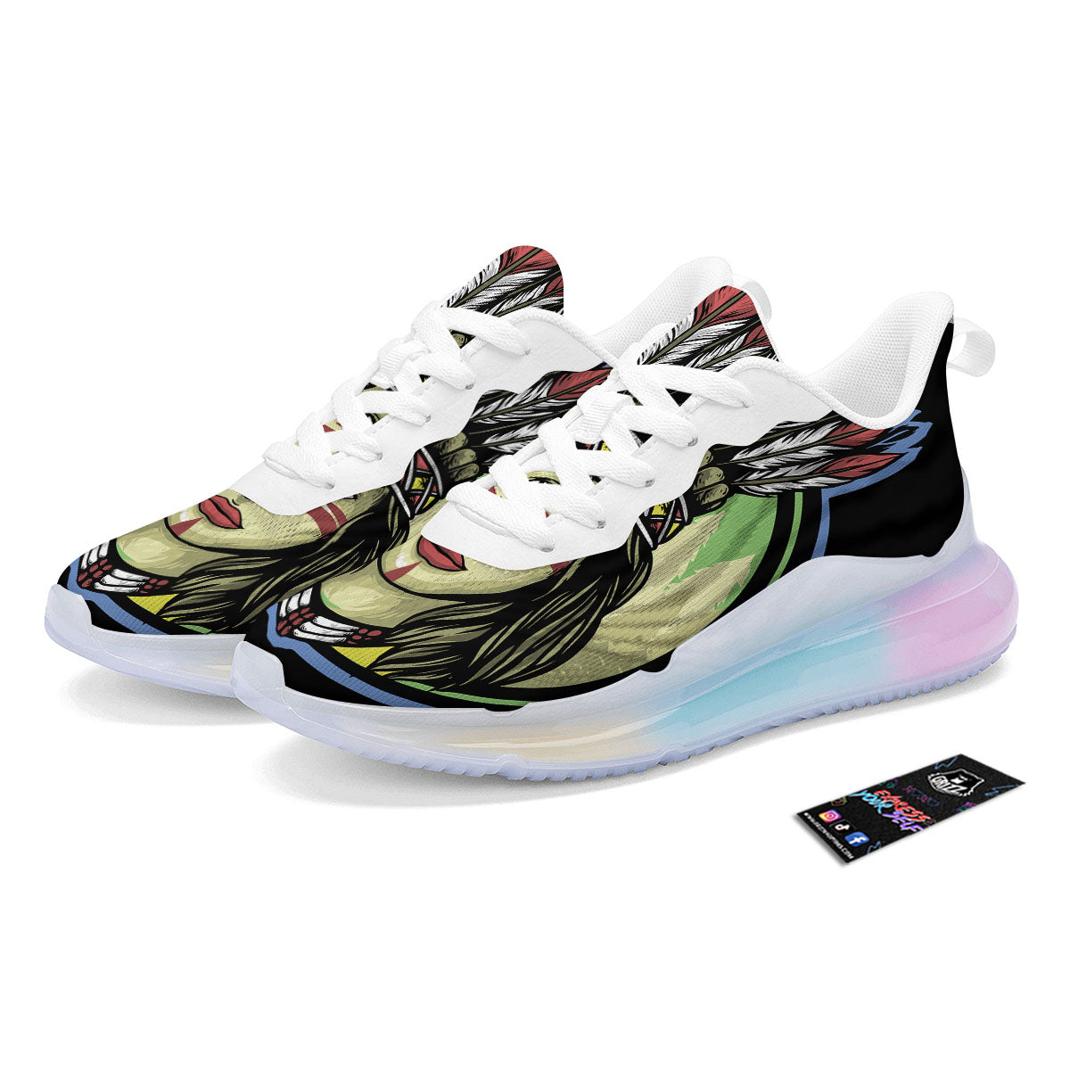 Woman Portrait Native Indian Print Running Sneakers-grizzshop