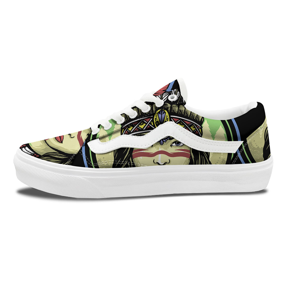 Woman Portrait Native Indian Print Skate Shoes-grizzshop