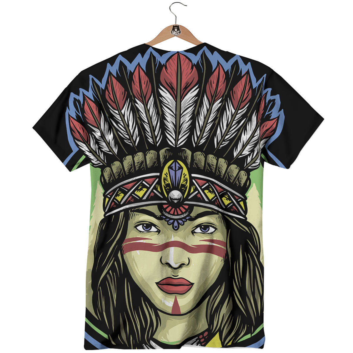 Woman Portrait Native Indian Print T-Shirt-grizzshop