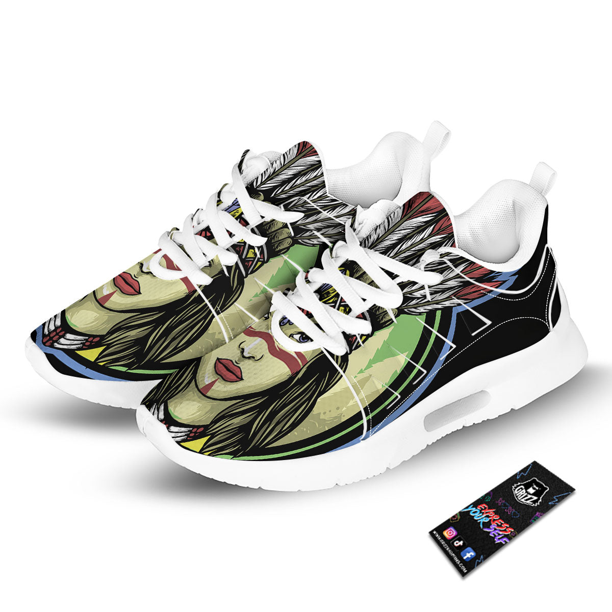 Woman Portrait Native Indian Print Tennis Shoes-grizzshop