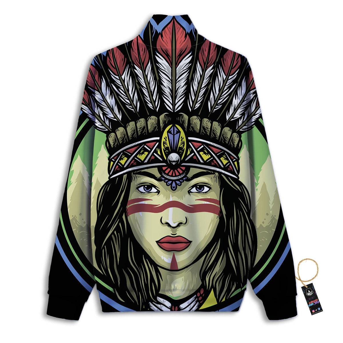 Woman Portrait Native Indian Print Track Jacket-grizzshop