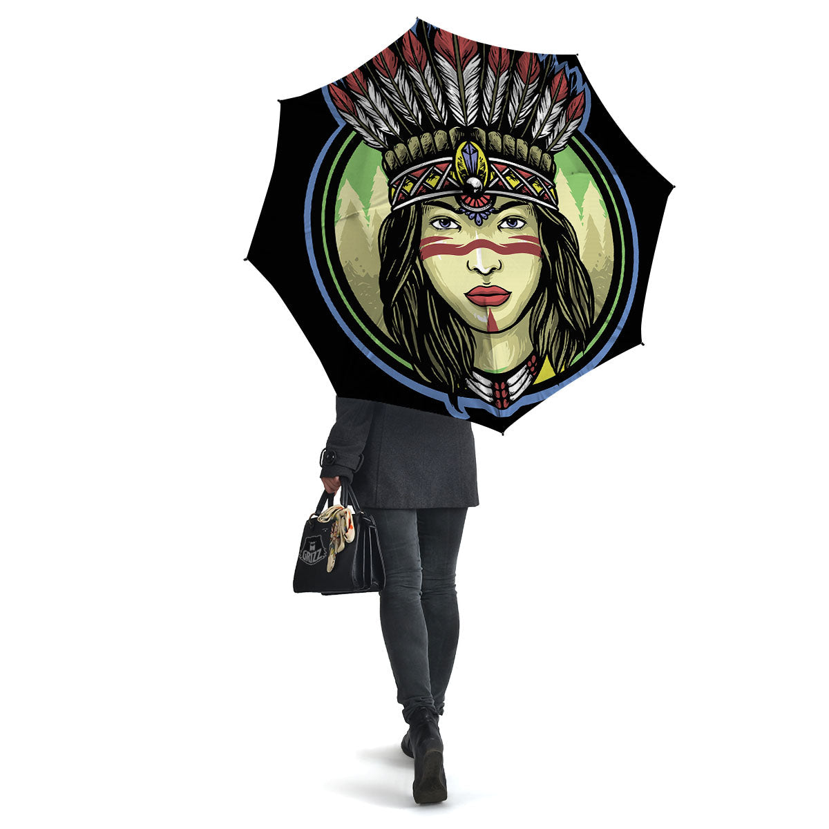 Woman Portrait Native Indian Print Umbrella-grizzshop