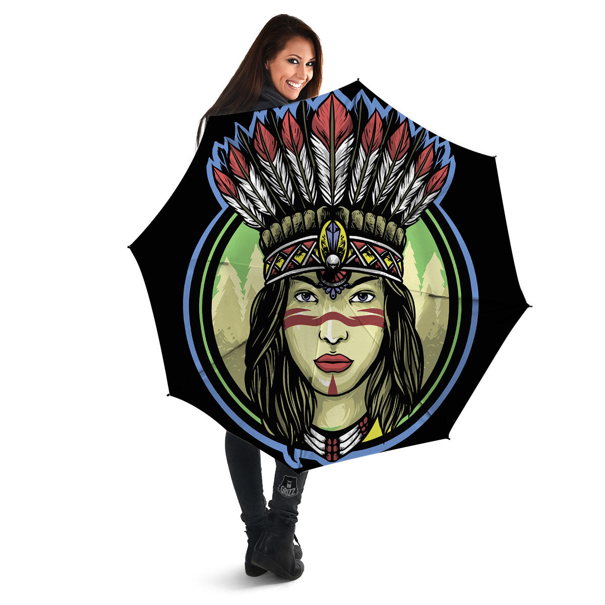 Woman Portrait Native Indian Print Umbrella-grizzshop