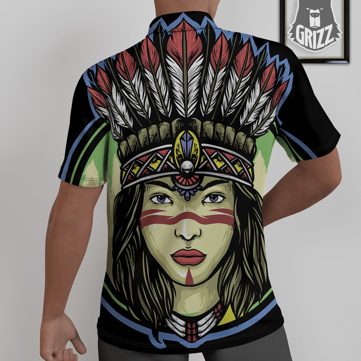Woman Portrait Native Indian Print Untucked Shirts-grizzshop