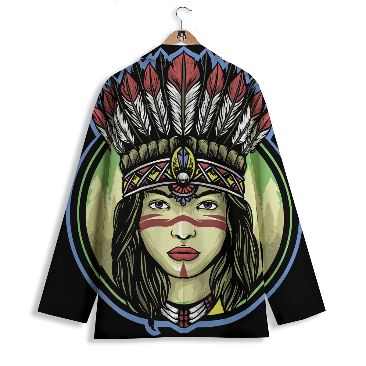 Woman Portrait Native Indian Print Women's Blazer-grizzshop