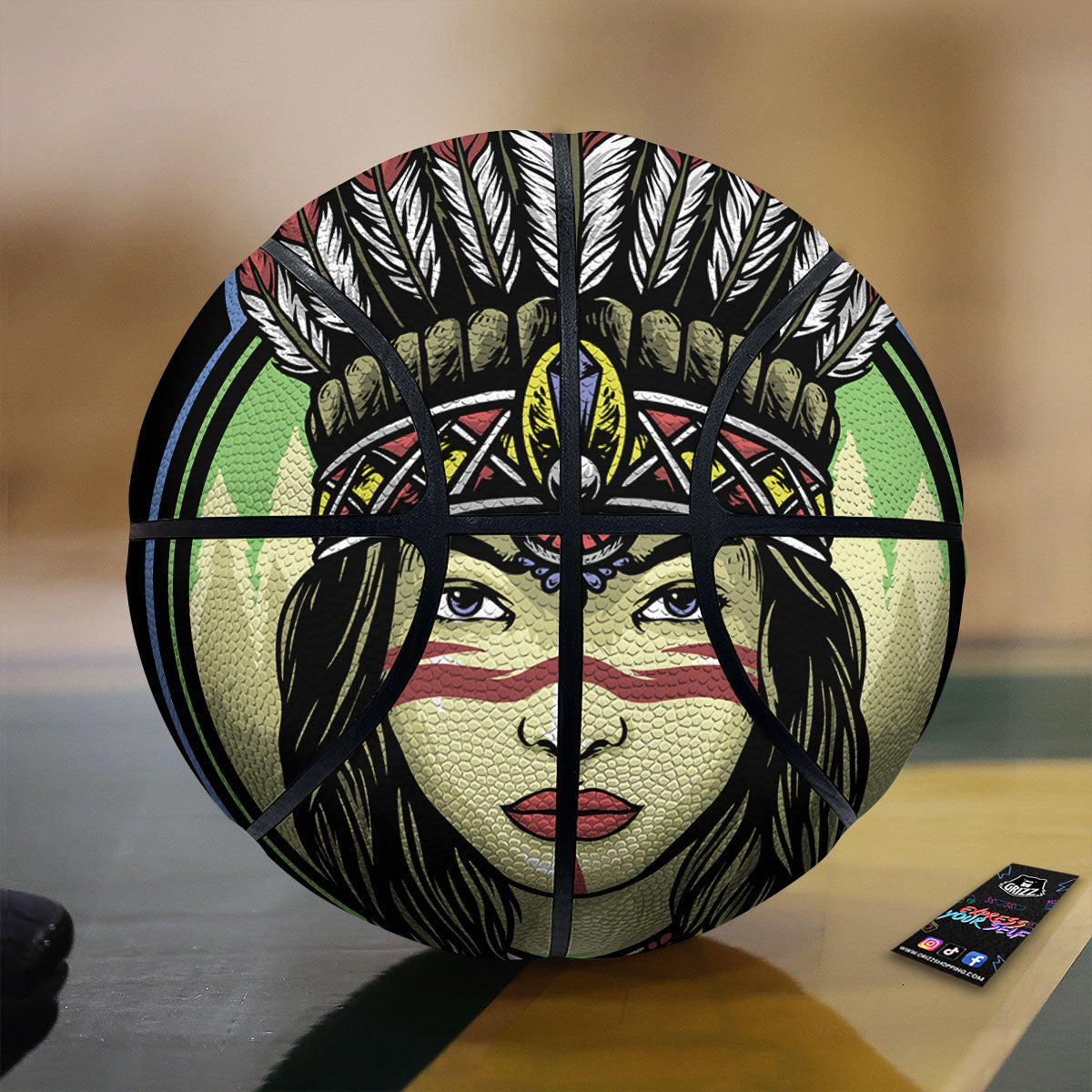 Woman Portrait Native Indian Print Basketball