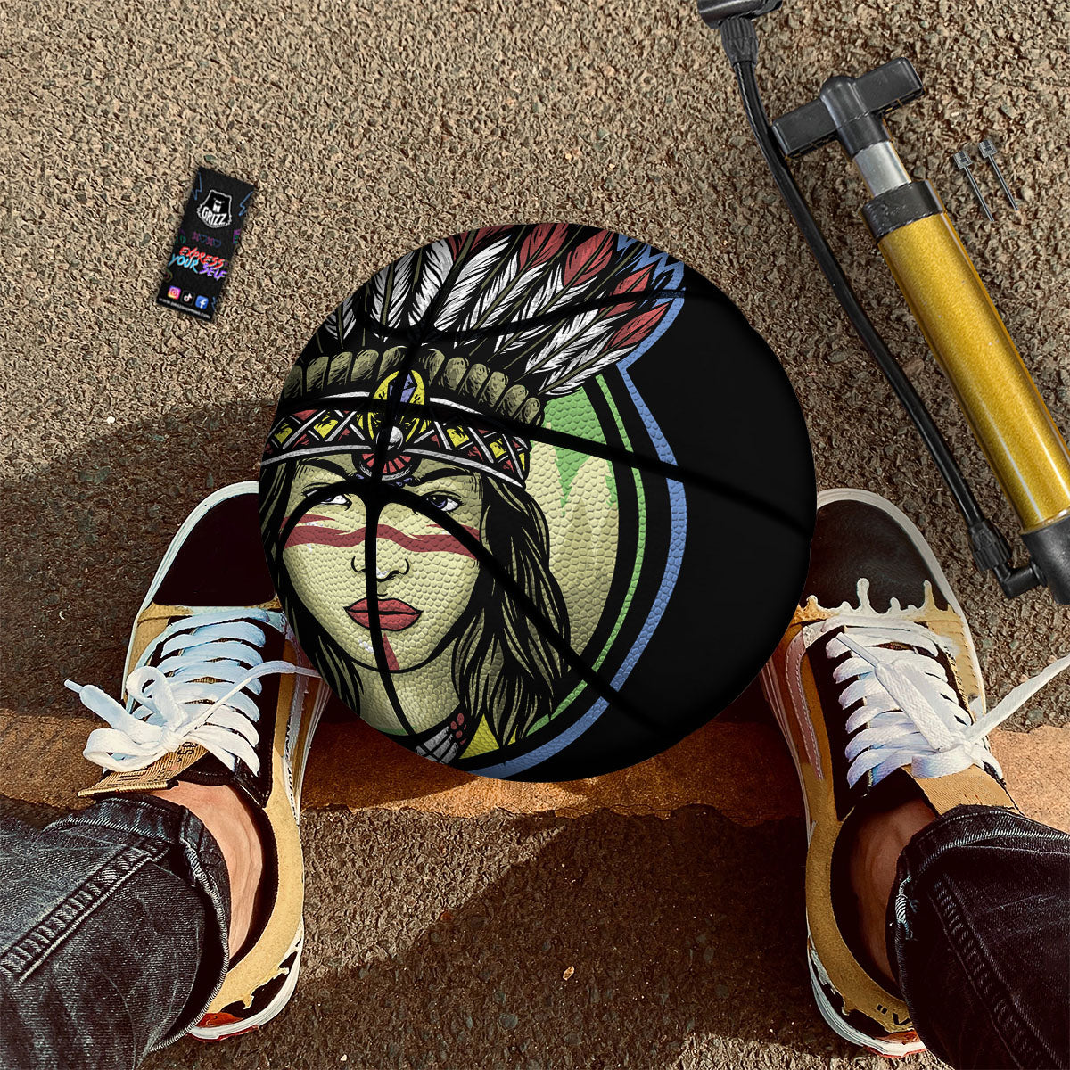 Woman Portrait Native Indian Print Basketball