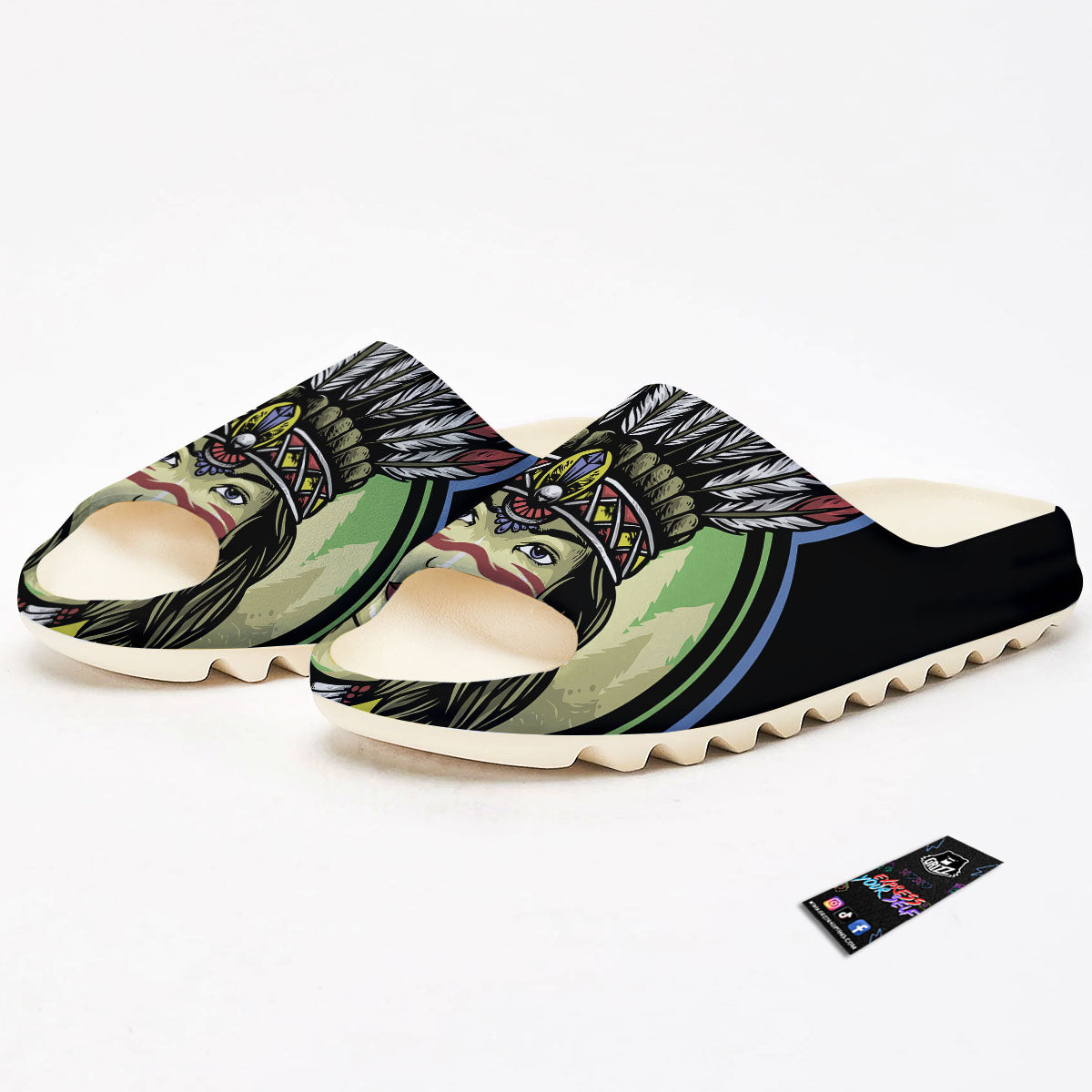 Woman Portrait Native Indian Print Sandals-grizzshop