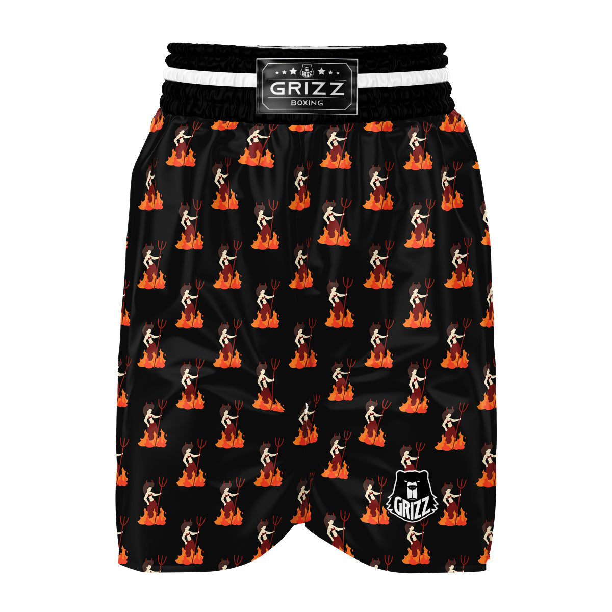 Women Devil Print Pattern Boxing Shorts-grizzshop