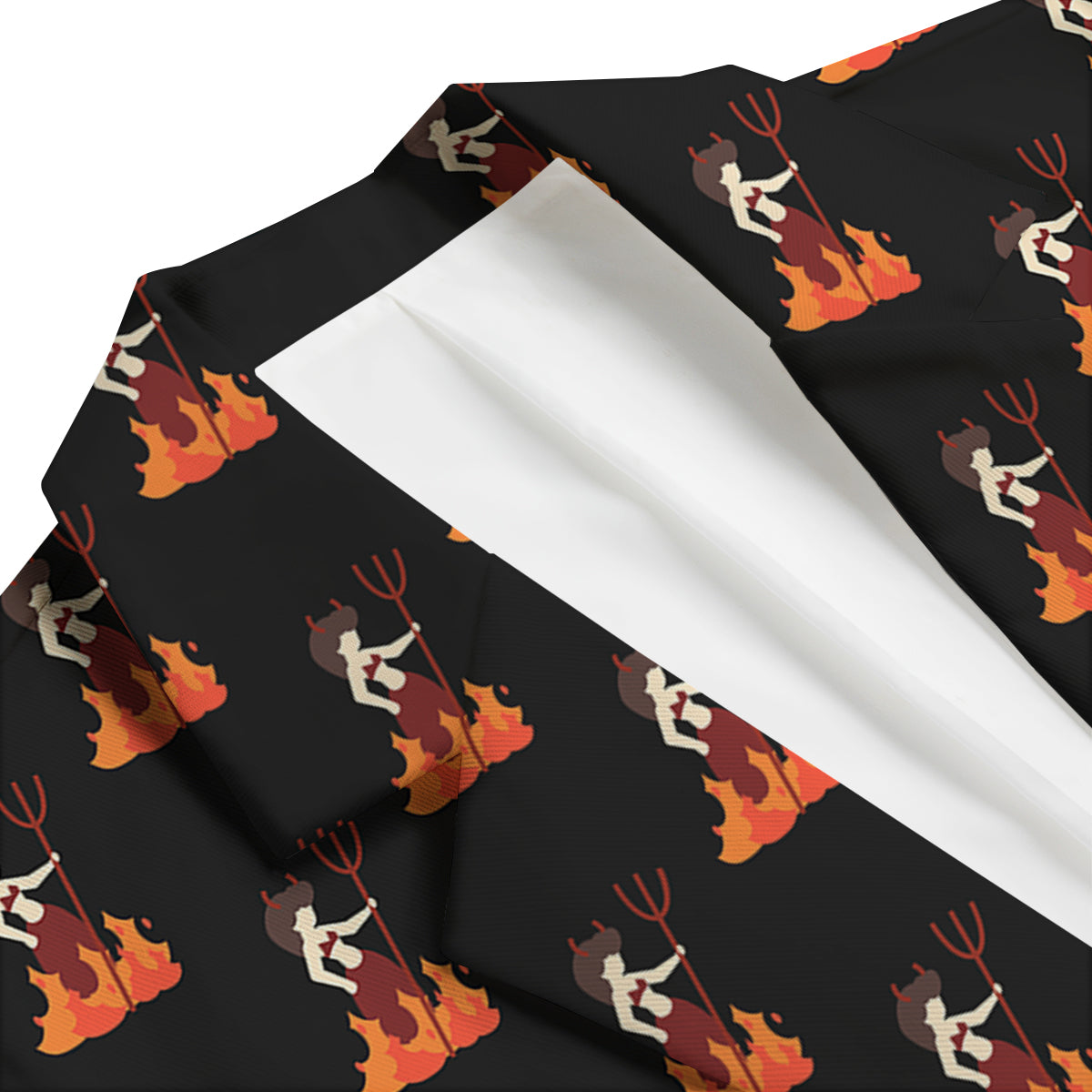 Women Devil Print Pattern Men's Blazer-grizzshop