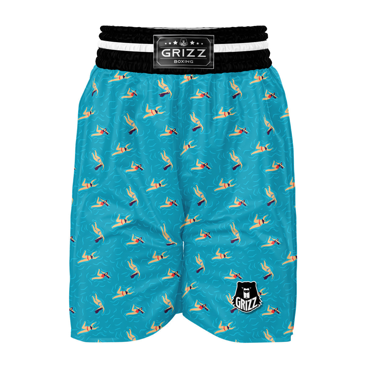 Women Swim Print Pattern Boxing Shorts-grizzshop