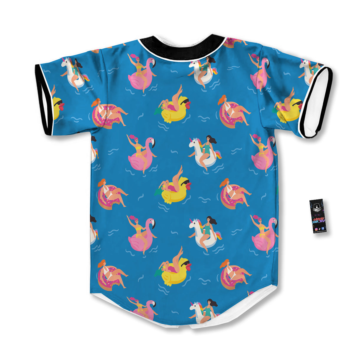 Women Swimming In The Sea Print Pattern Baseball Jersey-grizzshop