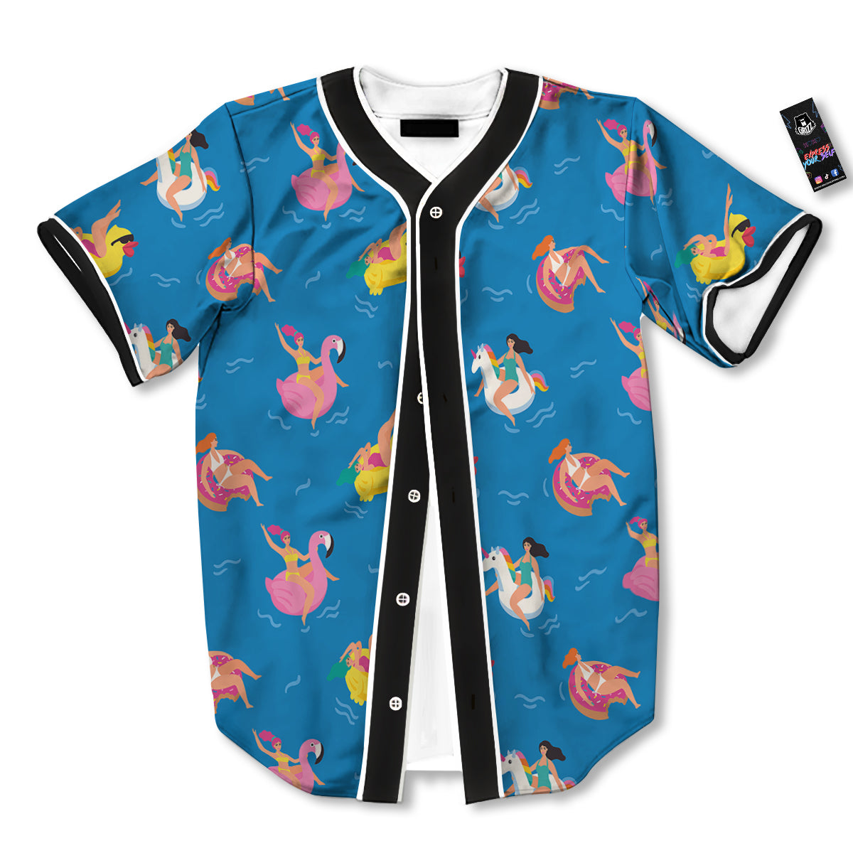 Women Swimming In The Sea Print Pattern Baseball Jersey-grizzshop