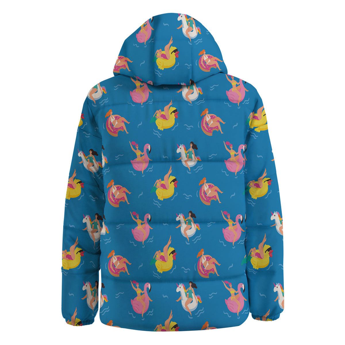 Women Swimming In The Sea Print Pattern Down Jacket-grizzshop