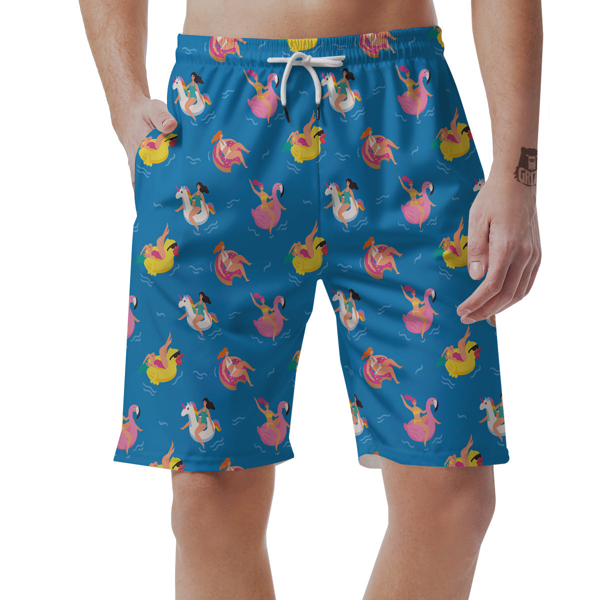 Women Swimming In The Sea Print Pattern Men's Shorts-grizzshop
