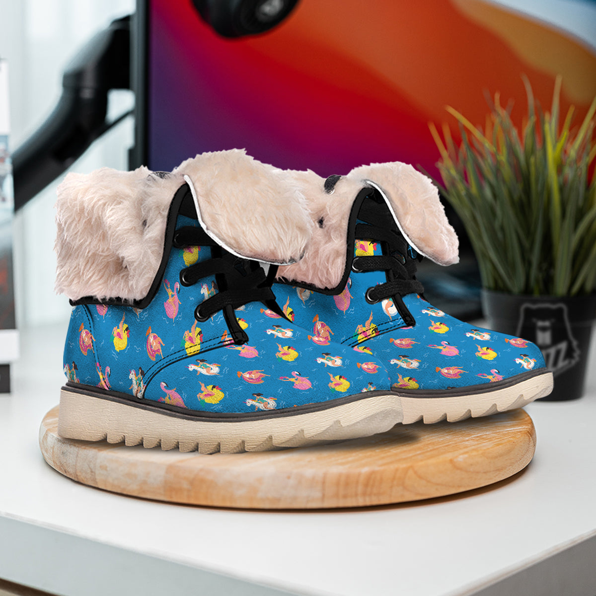 Women Swimming In The Sea Print Pattern Snow Boots-grizzshop
